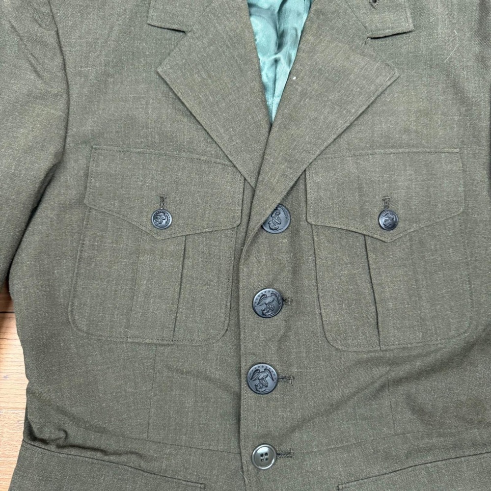 Vintage US Marine Corps Men 38R Military Service Alpha Uniform Jacket Green Wool - Picture 2 of 9